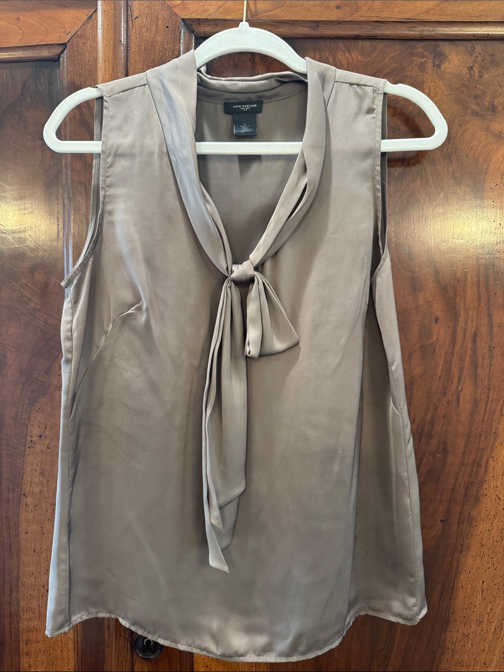 Ann Taylor Tie-Neck Silk-Look Sleeveless Top